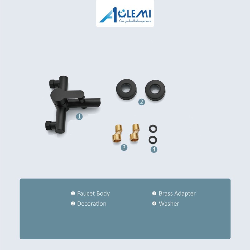 Aolemi Wall Mount Bathtub Faucet Matte Black Single Handle Shower