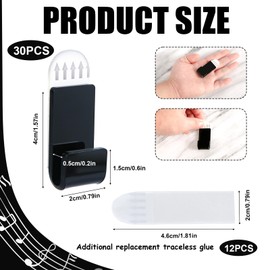 30pcs Vinyl Record Wall Mount Display Holder, 10 Sets Acrylic Vinyl Record Hanger Self Adhesive Vinyl Record Shelf Minimalist Album Racks Wall Display Stand for LP CD Display Card Collection(Black)