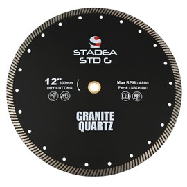 Stadea SBD109C Diamond Saw Blade 12-Inch Continuous Turbo Dry Cutting - Cuts Granite Quartz Quartzite, Fits Grinder, Saw Cutter, 10 MM Segments - Pack of 1