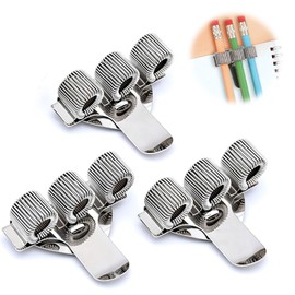 Pack of 3 Pen Holder with 3 Holes, Pen Holder Pocket Clip, Pen Holder Clips, Pen Holder Nurse, Metal Pen Holder, Stainless Steel Pen Holder Clip, Ideal for Home, Doctors (Silver)