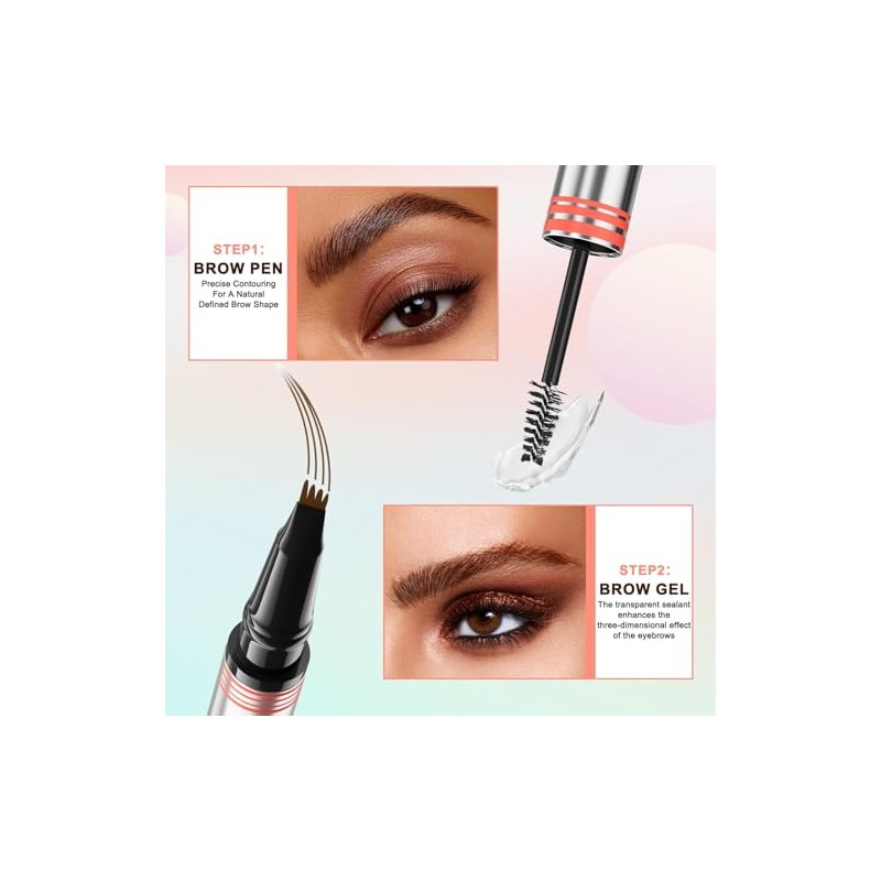 Lápiz de cejas 2 en 1 con pasta de gel,