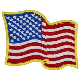 EmbTao US Wavy American USA National Flag Patch Embroidered Badge Biker Applique Fastener Hook and Loop Emblem