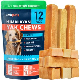 100% Natural Yak Cheese Himalayan Made Dog Chews All Breeds - Lactose Free Yak Chews for Small, Medium & Large Dogs - Dental Cleaning Dog Chews for Aggressive Chewers - Long Lasting Odor & Gluten Free