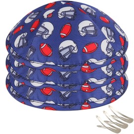 Zion Judaica Sports Designed Kippah for Adults Kids Football Kipah Printed Kippot Favorite Hobby Yamaka w/Clips Theme Yarmulke for Bat/Bar Mitzvah Wedding Bris Souvenir Yamukas Jewish Skullcaps 3-PK