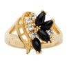 Marquise-Shaped Black Onyx and White Crystal 14k Gold-Plated Swirl Ring