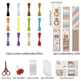 FREEBLOSS 6 Set Rainbow Cross Stitch Bookmark Kits,DIY Bookmarks Cross Stitch Kits, Stamped Embroidery Bookmarks for Beginners Embroidery Kit for Everyone DIY Embroidery Bookmarks