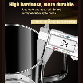 1.5L/50oz Glass Bacon Grease Container with Strainer, Cooking Oil Storage Can with Fine Mesh Filter and Scale, Lid and Easy-Grip Handle,Fat Separator for Storing Fats, Frying Oil and Cooking Grease