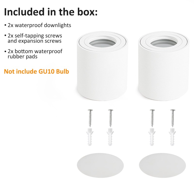 Gleonlux GU10 Ceiling Spotlight IP44 Surface-Mounted Ceiling Light Flat Surface