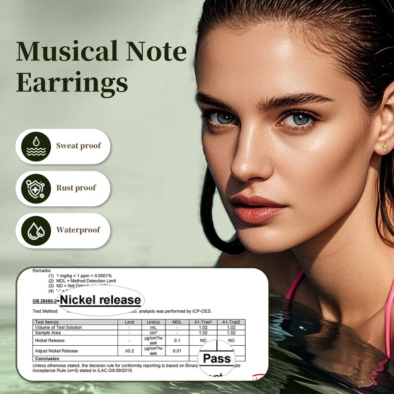 Limerencia Implant Grade Titanium Music Note Stud Earrings