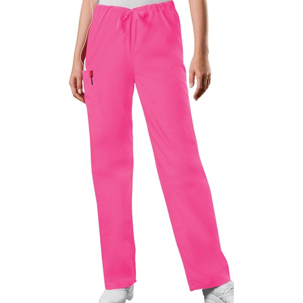 Cherokee Regular Originals Unisex Drawstring Cargo Scrubs Pant, Shocking Pink,