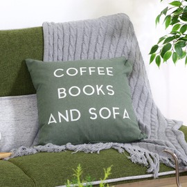 Fuji Boeki Cushion Cover 45x45 Green 100% Cotton Logo Printed Alphabet COFFEE 63861