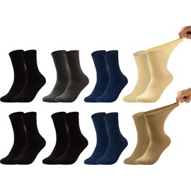 Vitasox Women's Extra Wide Waistband No Rubber, Vein Friendly Socks with Wide Shaft prevent cutting and squeezing (Vitasox Gesundheitssocken) - 3xblack, 2xnavy, 1xanthracite, 2xnatural shades Plain, size: 39-42