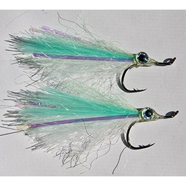 Everglades Backcountry 2 Pack Custom Fishing Flies Tuffleye Acrylic Minnow Surf Candy Turquoise & White