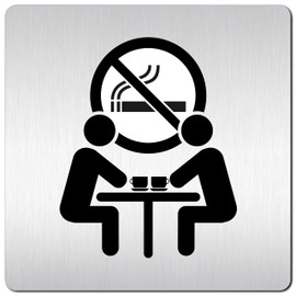 Türschilder24 XXL Door Sign 125 x 125 mm Recreation Room Breakroom Tea Kitchen - Non Smoking 003 1.5 mm Aluminium Solid Material 100% Made in Germany