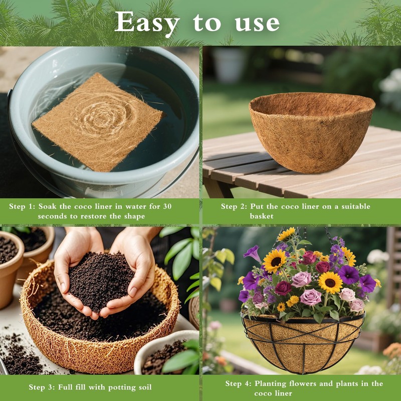 6 Pack 16 Inch Coco Liners for Hanging Baskets Coconut