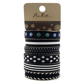 Assorted Ribbon for Crafts Hair Ribbons for Girls Fabric Ribbon Thin Ribbon Grosgrain Ribbon Craft Ribbon Ribbon for Bows Ribbon for Hair Ribbon for Hair Bows Cloth Ribbon Decorative Trim - Black