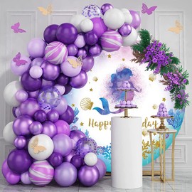 OERJU 6.5x6.5ft Mermaid Birthday Round Backdrop Cover Under The Sea Shell Corals Ocean Theme Circle Photography Background Girls Birthday Party Decoration Banner Supplies Photo Studio Booth Props