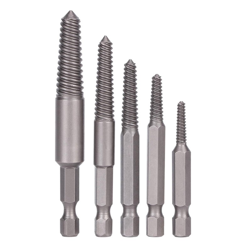 Bolts Remover, 5pcs Broken Screw Extractor Hex Shank Fine Teeth