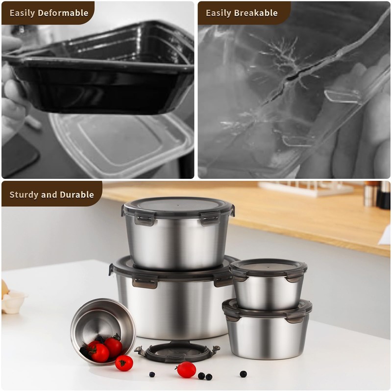 MAXCOOK 316L Stainless Steel Food Storage Containers with Lids, 20oz