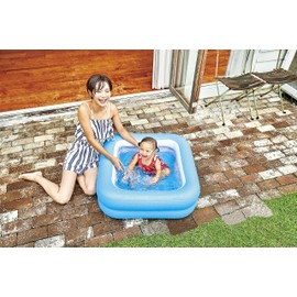 JILONG JL-688079 Square Box Pool, 32.3 x 32.3 x 10.6 inches (82 x 82 x 27 cm), Inflatable Size, Bottom Air Cushion, BL Small