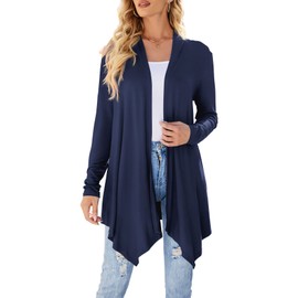 Uvog Light Cardigans for Women Summer, Womens Lightweight Open Front Cardigan Thin Sweater Work Coat Navy M