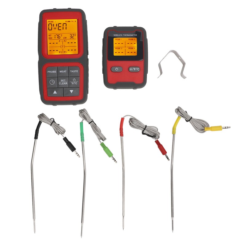 500ft Wireless Meat Temperature Meter High Accuracy LCD Backlit Temperature