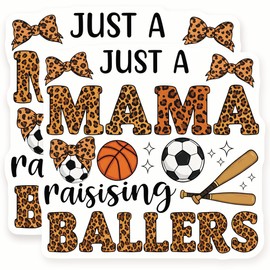 Mama Ballers Stickers - Sports Mom Sticker - Raising Ballers Mom Decal - 2 Pack - - 5" Wide Design - Adheres to Laptops, Tumblers, and More – Made in The USA - AQS2889
