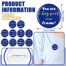 Tondiamo 100 Pcs CNA Appreciaiton Week Party Favors Christian Button Pins Inspirational CNA Gifts Religious Church Pins Thank You Party Favors for Nurse Teacher Employee(Blue and Gold,Appreciation)