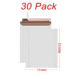 Bonfasvo Rigid Mailers 30 Pack 7.5 x 9.5 inches White Self Seal Stay Flat Bulk Cardboard Kraft No Bend Mailers Peel and Seal for Document Photos Pictures Papers Files CD