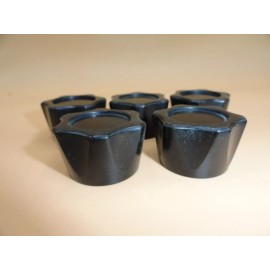 Vintage Plastic Tube Radio Knob 1950-60's Color BLACK 1 1/2" Diameter (LOT OF 5)