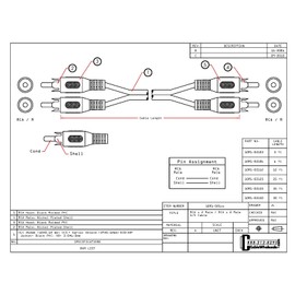 CableWholesale RCA Stereo Audio Cable, 2 RCA Male to Male Audio/Video Cable, 2 Channel (Left and Right) 26AWG, 6 feet, Black
