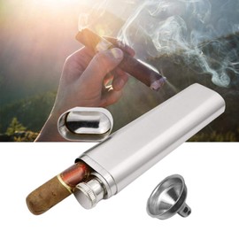Stainless Steel Flask, Portable Cigar Case Sealing Copper Top - Prevent Leakage of Water for Cigar Holder for Hip Flask