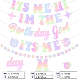 Pre-Strung It's Me Hi I'm the Birthday Girl It's Me Glitter Iridescent Popular Banner Funny Birthday Party Decorations Taylor Birthday Era Holographic Singer Inspired Party Decor