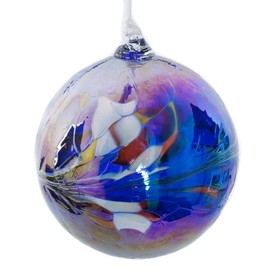 Large Blue Handmade Recycled Glass Friendship Ornamental Globe Ball Bauble