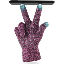LAPONO Knit Gloves Winter Warm Gloves, Windproof Non-Slip Touchscreen Gloves Bicycle Thickening Work Outdoor Sports Driving Skiing Running for Men and Women (Fuchsia)