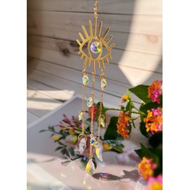 Suncatcher Crystal Entrance Decoration Lucky Crystal Good Luck Feng Shui Window Entrance Entrance Car Decoration Crystal Handmade (Evil Eye 2)