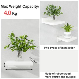 IBUYKE Small Floating Shelf,Wooden Wall Shelf,Set of 3,Display Racks,Hanging Shelf for Bedroom,Bathroom,Kitchen,White,RF-GB505W-3