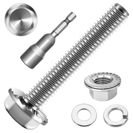 Pack of 10 M8 x 40 Hex Bolts, Flange Screws, Stainless Steel A2 V2A, Male Hexagon, Full Thread, Washers, Spring Washers & Nuts/Screws Assortment with Magnetic Hex Bit