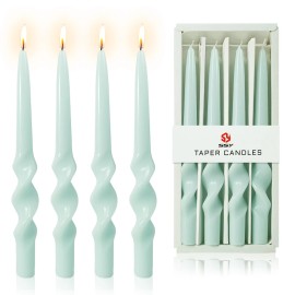 10 Inch Handmade Spiral Twisted Taper Candles - Unscented, 4 Pack Elegant Cone Candles for Weddings & Dininer Home Decorationcolor: Light Blue, size: 10inch