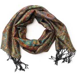 Ufash Pashmina 100% Silk Scarf from India for Men and Women Paisley Pattern 160 x 35 cm Pure Silk Scarf Various Designs - 160x35