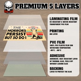 The Horrors Persist But So Do I | Bumper Sticker or Car Magnet | Funny Vintage Raccoon Waterproof Magnetic Bumper for Trucks Vans Cars [7.5x3.75]