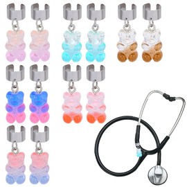 OLYCRAFT 12pcs 6 Colors Bear Stethoscope Charms 3.1cm Animal Stethoscope ID Name Tag Charm for Doctor Nurse Medical Assistant