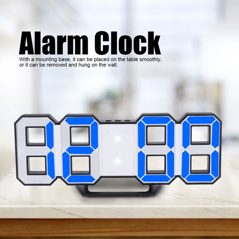 Digital LED Large 3D Table Hanging Wall Clock Alarm Snooze