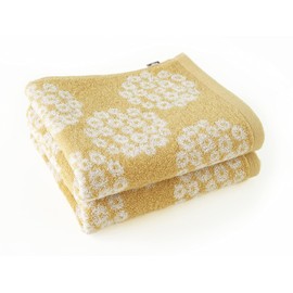 Kosugizen Onnera Face Towel, 13.4 x 31.5 inches (34 x 80 cm), Yellow, Set of 2