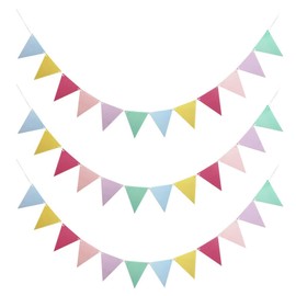 Doyime Triangle Flag Garland, Set of 3, Flag Garland, Birthday Decoration, Photography Background, Wedding, Camping, Sports Festivals, Stores, Decoration, Flax, Approx. 16.4 ft (4 m) Length, Includes