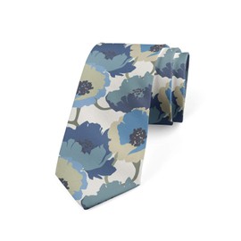 Ambesonne Men's Tie, Ombre Romantic Flowers, Necktie, 3.7", Grey Navy