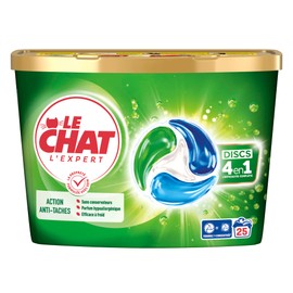 LE CHAT - Expert – Disc 4-in-1 – Anti-Flecken-Wirkung – ohne Konservierungsmittel – hypoallergener Duft – ausgewählte Inhaltsstoffe mit Pflege – wirksam bei Kälte – schonend für die Fasern