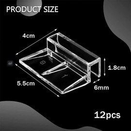 Glass Cover Clips for Aquariums, Support Holder Glass Cover Clips, Glass Cover Clip Support Holder for Aquariums, Acrylic Clips Universal Holders for Rimless Aquariums, 6 mm x 12 Pieces