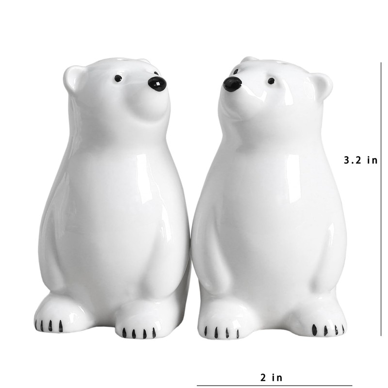 Bicuzat Ceramic Polar Bears Pattern Salt & Pepper Shakers Set,