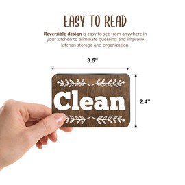 Performore Clean Dirty Magnet for Dishwasher, 3.5" X 2.4" Adhesive Metal Plate to be Used on Non Metal Surface, Reversible Double Sided Flip Indicator Kitchen Decoration